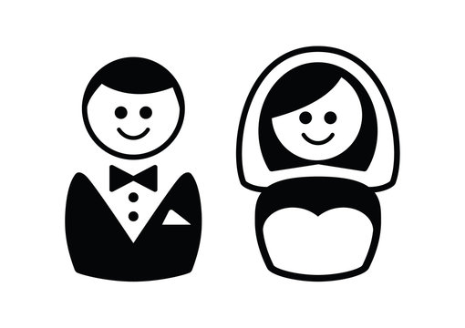 Married couple icons - broom and bride