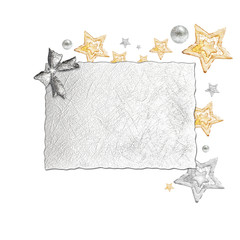 Gold and silver  stars on card for text