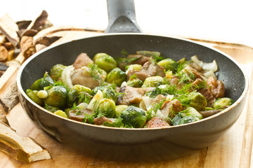 roasted brussels sprouts and mushrooms