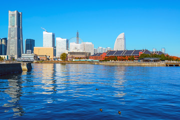 Naklejka premium Lower Minato-Mirai with Zo-No-Hana Park in Yokohama City, Japan.
