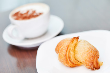 morning coffee with croissant