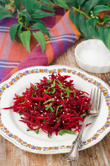 salad of fresh beets and carrots with parsley