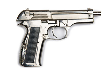 Hand gun isolated on the white background