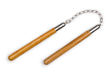 Martial arts nunchaku weapon isolated on white