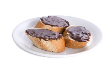 chocolate spread on baguette