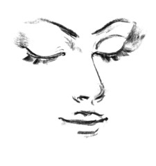 Portrait of beautiful woman. Female silhouette. Sketch