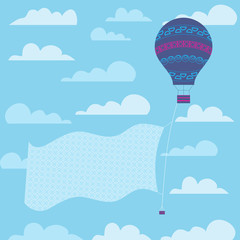 Background with balloon in the cloud sky and ad banner. - 47485494