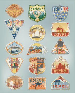 Vintage travel labels
