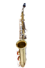 Vintage saxophone isolated with clipping path on white