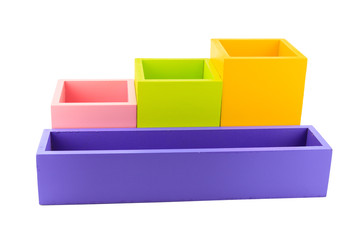 Colorful wood boxes