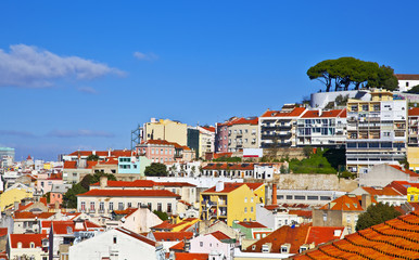 Fototapeta na wymiar Panorama Lizbona, Portugalia. Zabudowania