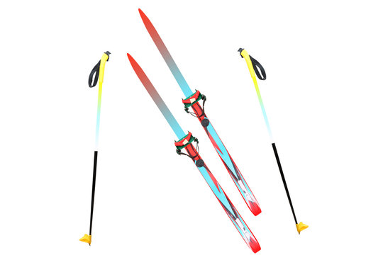 skis and ski poles