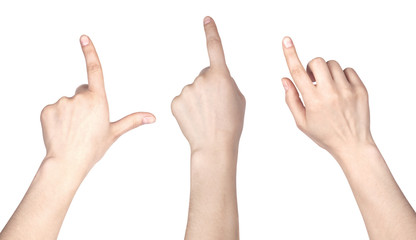 set of woman's finger pointing or touching