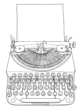 recommend clip art: green typewriter and paper line art