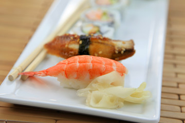 Close up shot of Sushi rolls