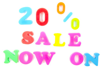 20% sale now on written in fridge magnets