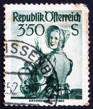 Postage stamp Austria 1951 Woman from Lower Austria, 1850