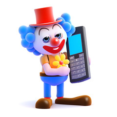 Clown talks on his mobile phone