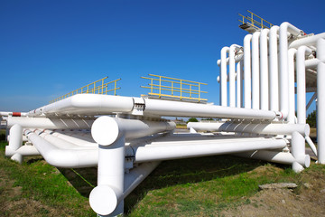 Industrial pipe with gas and oil and water