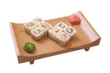 set of sushi with salmon