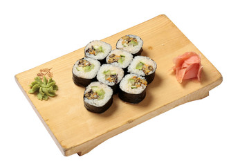 set of sushi with cucumber