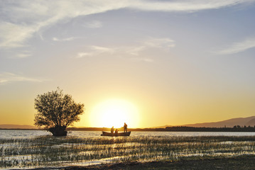 sunset by the lake