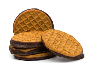 Chocolate chip cookies isolated on white background.