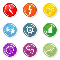 zestaw kolorowe ikony praca cel rozwiązanie pomysł wzrost © demonique