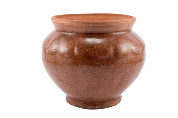 Empty brown clay pot