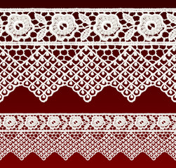 White openwork lace seamless border.