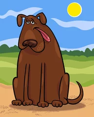 Papier Peint photo Chiens illustration de dessin animé gros chien marron