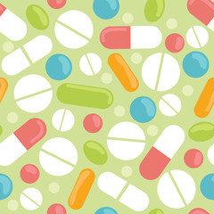 Vector pills seamless pattern background with hand drawn