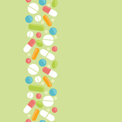 Vector pills vertical seamless pattern background ornament with