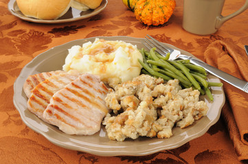 Boneless pork chops with stuffing