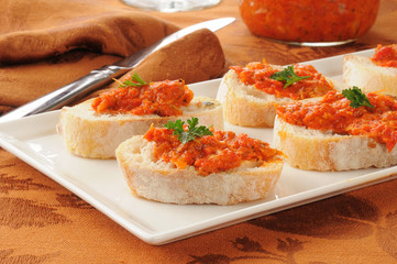 Bruschetta on Italian toast