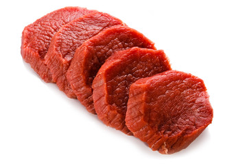 Raw beef on white background