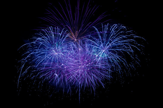 Colorful Fireworks On The Black Sky