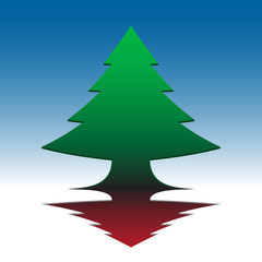 Abstract 3D  Christmas tree on blue sky background. EPS10