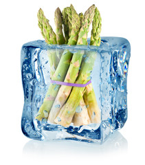 Ice cube and asparagus