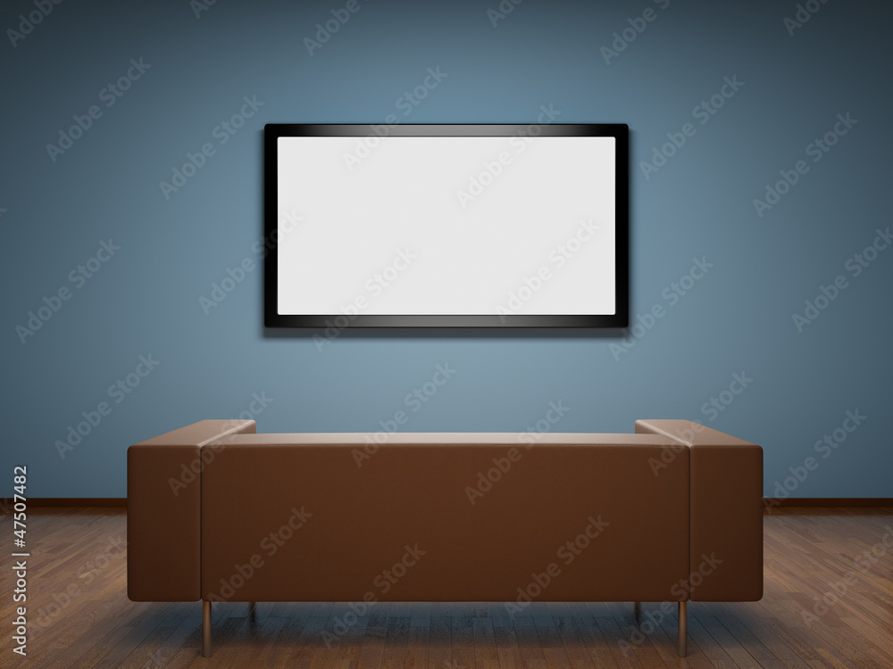 Wall mural Room with TV and sofa