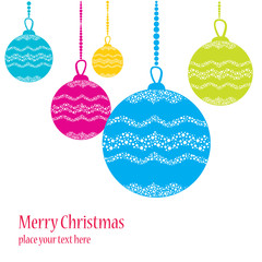 Vector Christmas balls on white background.