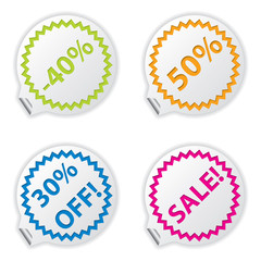 Sale or discount tags for price list
