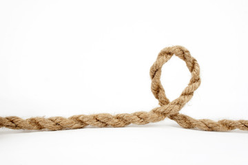 close up of rope part with a loop, on white background