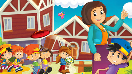 The kids on the playground - illustration for the children