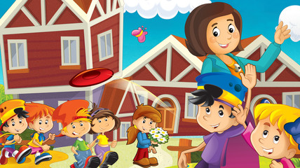 The kids on the playground - illustration for the children