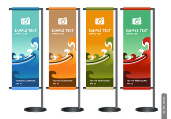 Trade exhibition stand display with Abstract wave  background.