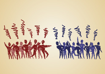 two different groups of people are arguing