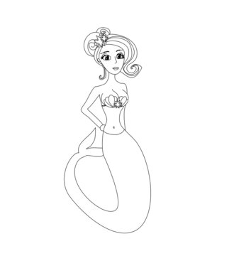 Beautiful mermaid - doodle illustration