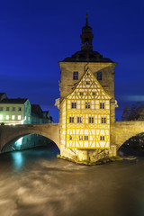 altes Rathaus in Bamberg, Deutschland in der Nacht