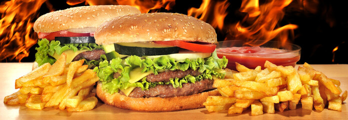 Panorámica con hamburguesas.